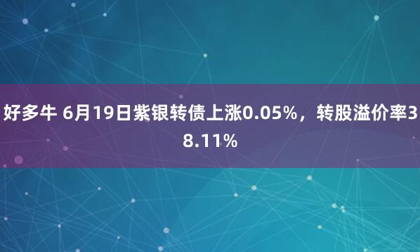 好多牛 6月19日紫银转债上涨0.05%，转股溢价率38.11%