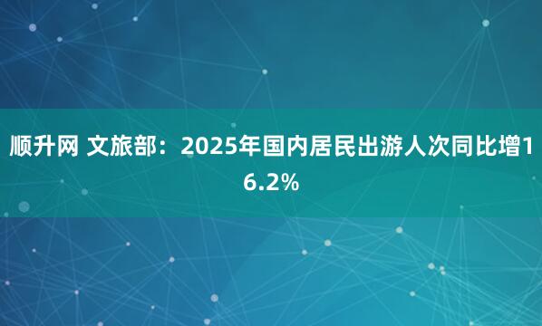 顺升网 文旅部:2025年国内居民出游人次同比增16.2%