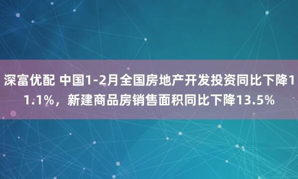 深富优配 中国1-2月全国房地产开发投资同比下降11.1%，新建商品房销售面积同比下降13.5%